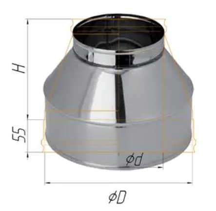 конус феррум нержавеющий (430/0,5 мм), ф115/200, по воде
