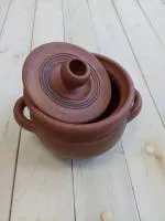 горшок глиняный для запекания 0,5л, с ручками, ручная работа, шд